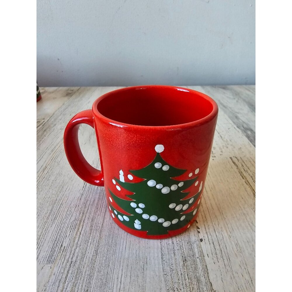 Waechtersbach Germany vintage mug xmas tree red cup coffee tea‎